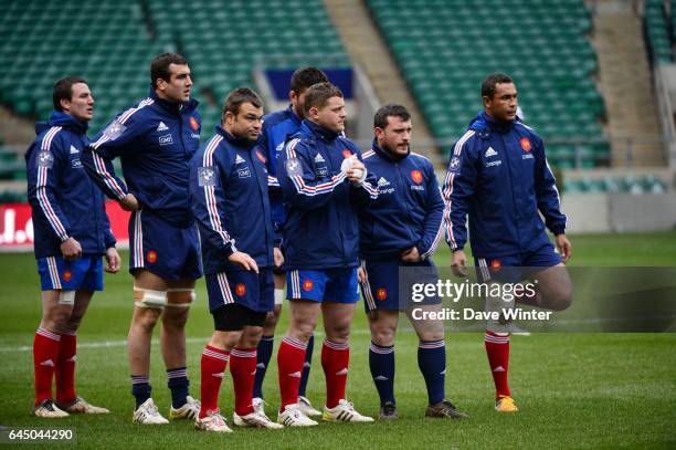 Les avants - Louis PICAMOLES - Yoann MAESTRI - Nicolas MAS - Benjamin KAYSER - Thomas DOMINGO - Thierry DUSAUTOIR - - XV de France - Entrainement du...