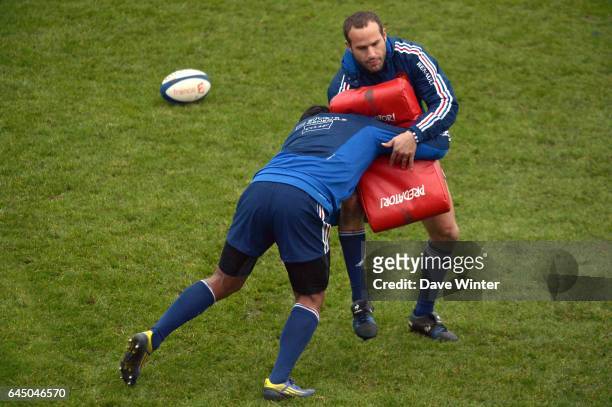Fulgence OUEDRAOGO / Frederic MICHALAK - - Rugby - Entrainement France -Marcoussis, Photo : Dave Winter / Icon Sport