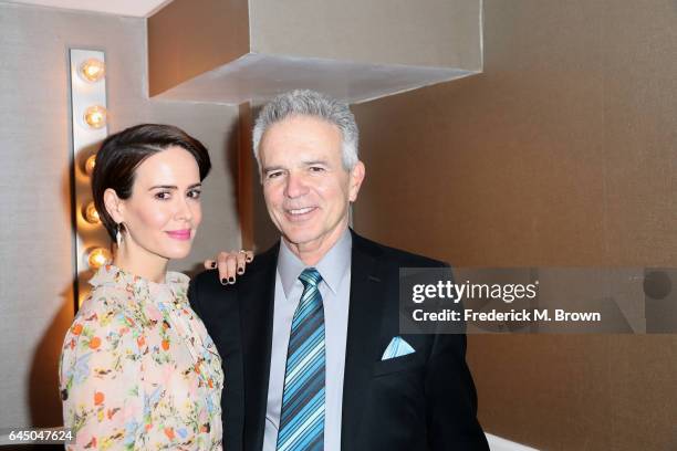 Actors Sarah Paulson and Tony Denison pose backstage at the 54th Annual International Cinematographers Guild Publicists Awards at The Beverly Hilton...