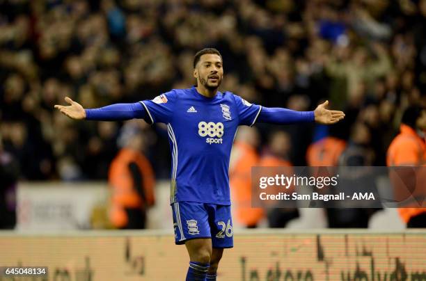 David Davis of Birmingham City taunts the fans of Wolverhampton Wanderers during the Sky Bet Championship match between Wolverhampton Wanderers and...