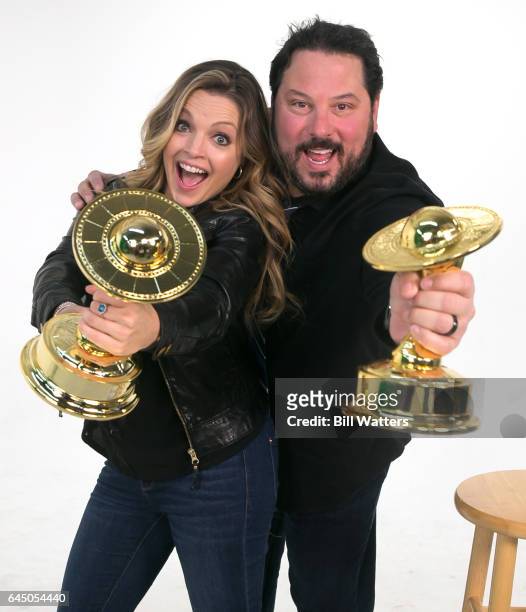 Actress Clare Kramer and Greg Grunberg read movie nominees at the nominations for the 43rd annual Saturn Awards by The Academy of Science Fiction,...
