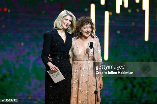 Alice Taglioni and Valeria Golino speak on stage during the Cesar Film Awards Ceremony at Salle Pleyel on February 24, 2017 in Paris, France.