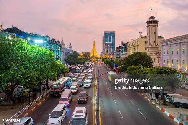 sule pagoda in yangon, myanmar - yangon night bildbanksfoton och bilder