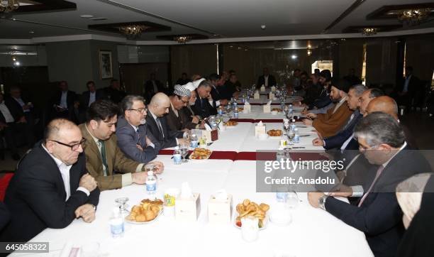 Leader of the Shiite National Alliance Ammar al-Hakim , accompanied by his delegation meets with Leader of the Iraqi Turkmen Front , Ershad Salihi at...