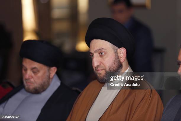Leader of the Shiite National Alliance Ammar al-Hakim , accompanied by his delegation meets with Leader of the Iraqi Turkmen Front , Ershad Salihi at...