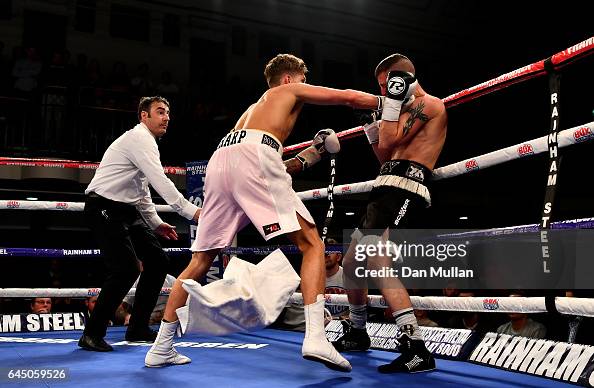 Joe Sharp Boxing Archie Sharp of Great Britain in action against Alex Phillips of ...