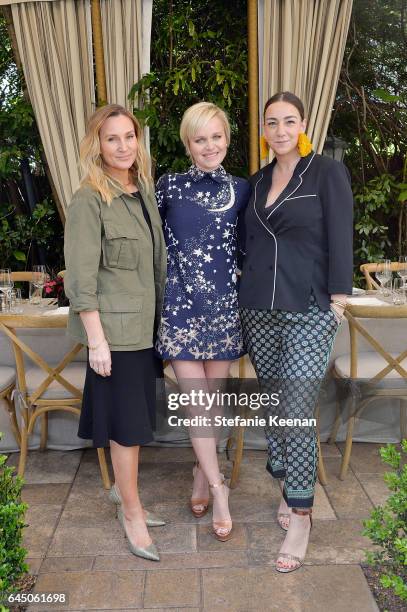 Newby Hands, Barbara Sturm and Lupe Puerta attend NET-A-PORTER and Dr. Barbara Sturm Host Pre-Oscars Lunch in Los Angeles at Chateau Marmont on...