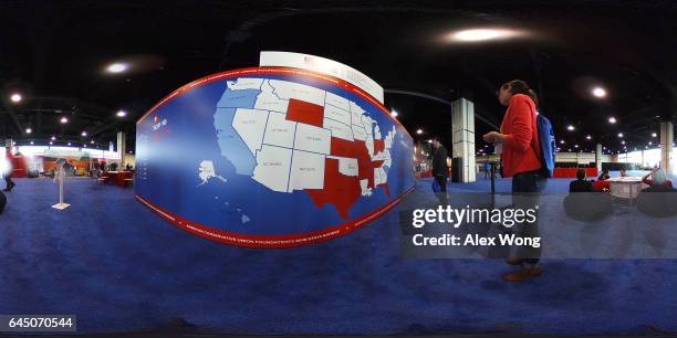 Attendees look at a map that displays the American Conservative Union Foundation's 2016 State Ratings during the Conservative Political Action...