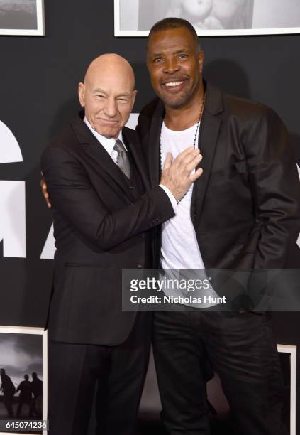 Actors Sir Patrick Stewart and Eriq La Salle attend the 'Logan' New York special screening at Rose Theater, Jazz at Lincoln Center on February 24,...
