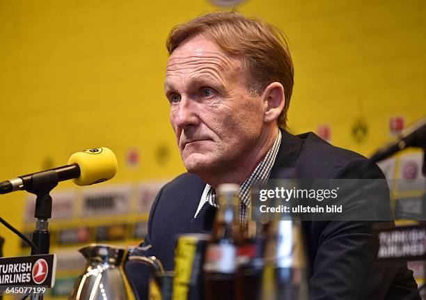 Fussball, Saison 2015/16, 1. Bundesliga, Pressekonferenz, Vorstellung von Thomas Tuchel als neuer Trainer von Borussia Dortmund,Geschaeftsfuehrer...