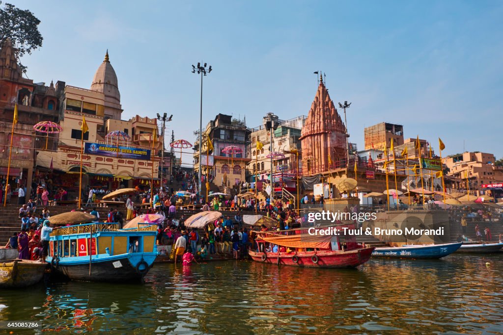 India, Varanasi (Benares), Ghats on the River Ganges