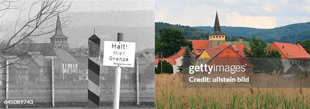 Innerdeutsche Grenze bei Ecklingerrode ; nachher: 1007270594 rechts: Ecklingerrode , hier verlief bis 1989 die innerdeutsche Grenze zu Niedersachen;...