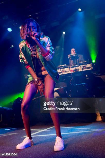 Singer Racquel Jones of the American band Thievery Corporation performs live during a concert at the Astra on February 24, 2017 in Berlin, Germany.