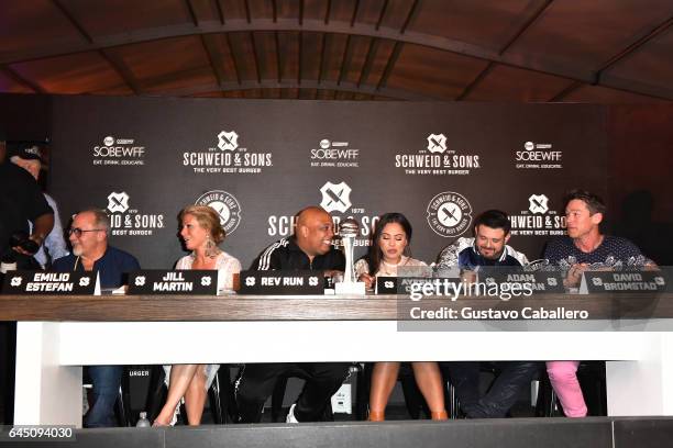 Emilio Estefan, Jill Martin, Rev Run, Ayesha Curry, Adam Richman, and David Bromstad judge the Heineken Light Burger Bash Presented by Schweid & Sons...