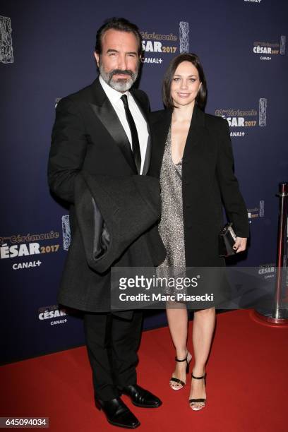 Actor Jean Dujardin and Nathalie Pechalat attend the the Cesar Film Awards 2017 ceremony at Salle Pleyel on February 24, 2017 in Paris, France.