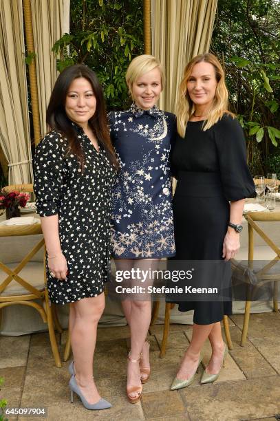 Anita Ko, Barbara Sturm and Newby Hands attend NET-A-PORTER and Dr. Barbara Sturm Host Pre-Oscars Lunch in Los Angeles at Chateau Marmont on February...