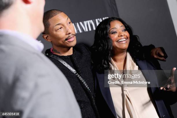 Producer Pharrell Williams and actor Octavia Spencer attend Vanity Fair and Genesis Celebrate "Hidden Figures" on February 24, 2017 in Los Angeles,...