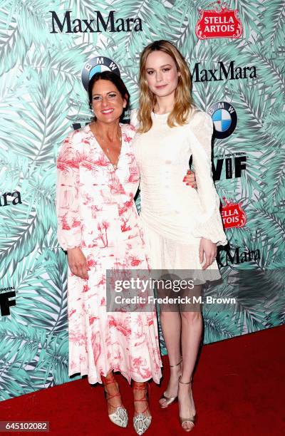 President of Women in Film Cathy Schulman and actor Brie Larson attend the 10th annual Women in Film Pre-Oscar Cocktail Party at Nightingale Plaza on...