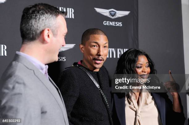 Producer Pharrell Williams and actor Octavia Spencer attend Vanity Fair and Genesis Celebrate "Hidden Figures" on February 24, 2017 in Los Angeles,...