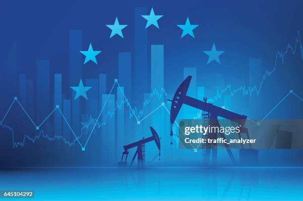 financial background - oil derricks - russia oil stock illustrations