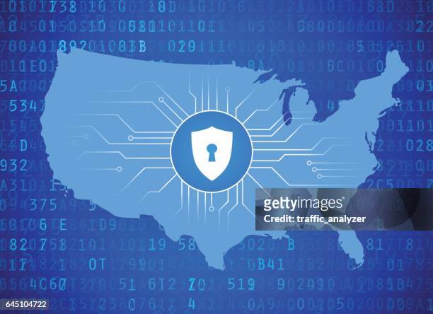 american map - cybersecurity - privacy stock illustrations