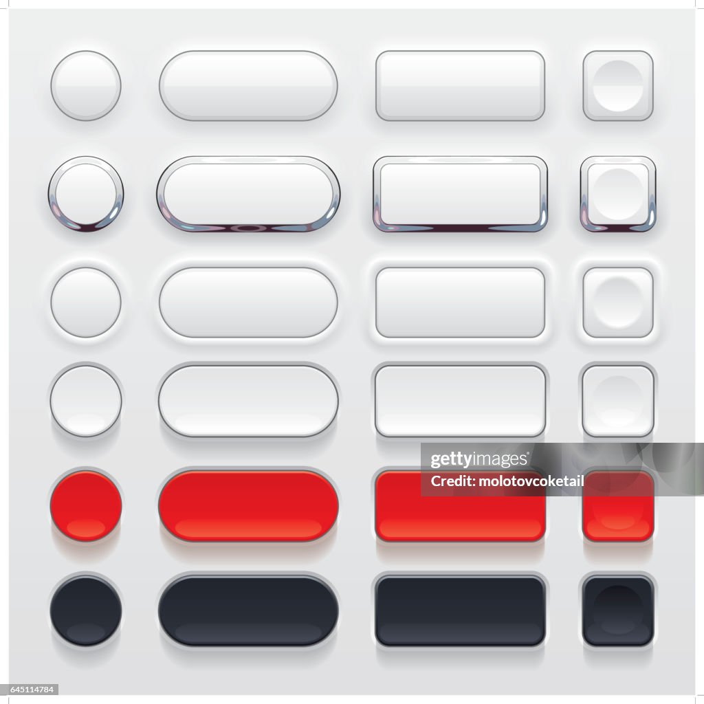 Clean Form Button Design Clean And Modern Skeuomorphic Button Set High-Res Vector Graphic ...
