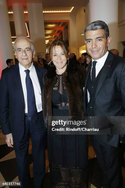 Jean-Pierre Elkabbach, Ramzi Khiroun and his wife attend Cesar Film Award 2017 at Salle Pleyel on February 24, 2017 in Paris, France.