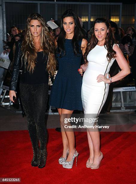Michelle Heaton, Katie Price and Ellie Jenas attend The Hunger Games Premiere on March 14, 2012 at the O2 Arena in London.