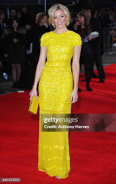 Elizabeth Banks attends The Hunger Games Premiere on March 14, 2012 at the O2 Arena in London.