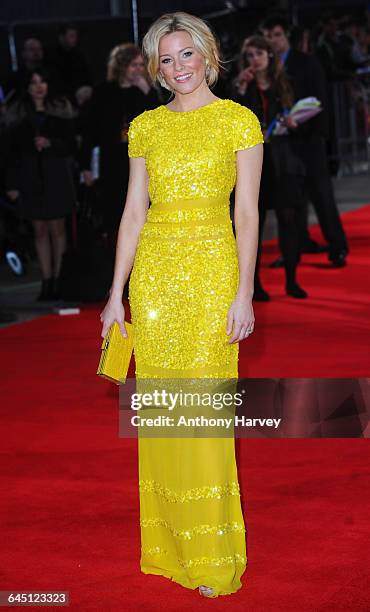 Elizabeth Banks attends The Hunger Games Premiere on March 14, 2012 at the O2 Arena in London.