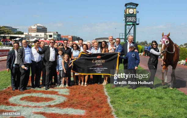 Presentation to connections of Stratum Star after winning the Crown Lager Peter Young Stakes at Caulfield Racecourse on February 25, 2017 in...