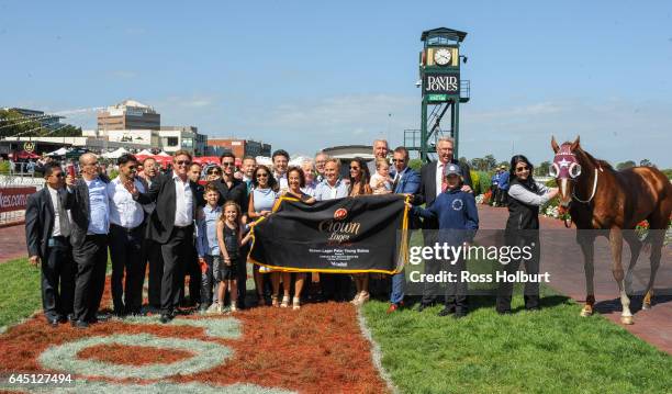 Presentation to connections of Stratum Star after winning the Crown Lager Peter Young Stakes at Caulfield Racecourse on February 25, 2017 in...