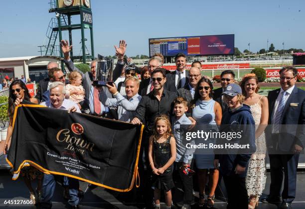 Presentation to connections of Stratum Star after winning the Crown Lager Peter Young Stakes at Caulfield Racecourse on February 25, 2017 in...
