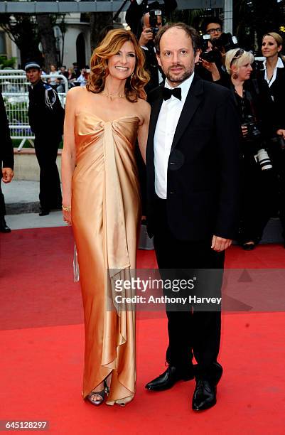 Actress Florence Pernel and Denis Podalydes attend the 'La Conquete' Premiere at the Palais des Festivals during the 64th Cannes Film Festival on May...