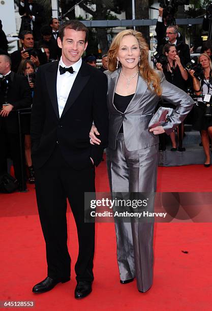 Actress Faye Dunaway and Liam O'Neill attend the 'Les Bien-Aimes' Premiere and Closing Ceremony at the Palais des Festivals during the 64th Cannes...