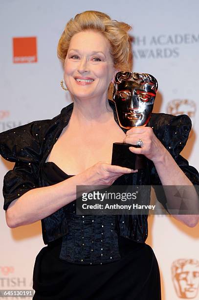 Meryl Streep winner of Best Actress in the press room at 2012 Orange British Academy Film Awards at The Royal Opera House on February 12, 2012 in...