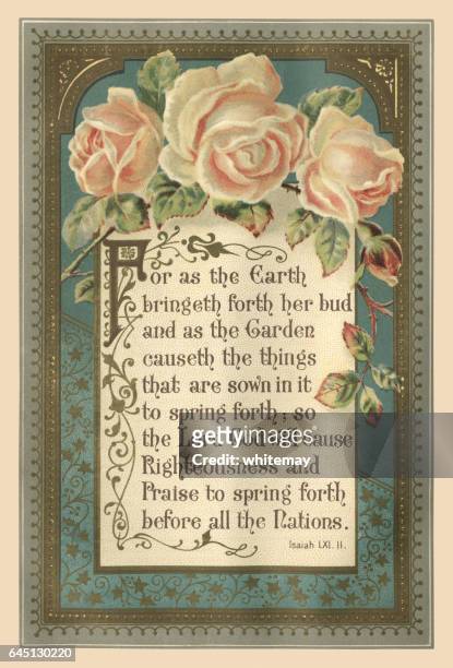 illustrated victorian bible quotation - flower frame stock illustrations