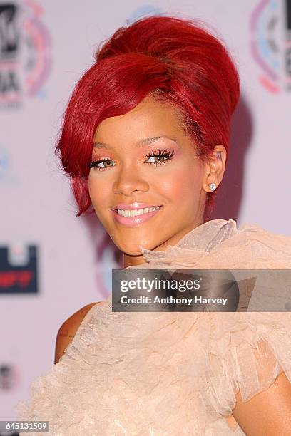 Singer Rihanna attends the MTV EMA Awards at the Caja Magica in Madrid on November 7, 2010.