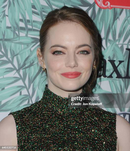 Actress Emma Stone arrives at the 10th Annual Women In Film Pre-Oscar Cocktail Party at Nightingale Plaza on February 24, 2017 in Los Angeles,...