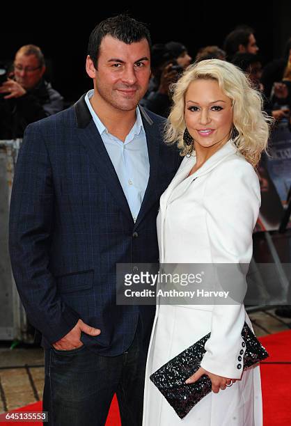 Joe Calzaghe and Kristina Rihanoff attend The Dictator World Premiere on May 10, 2012 at the Royal Festival Hall, Southbank in London.