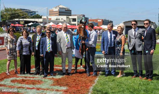 Presentation to connections of Black Heart Bart after winning the italktravel Futurity Stakes at Caulfield Racecourse on February 25, 2017 in...