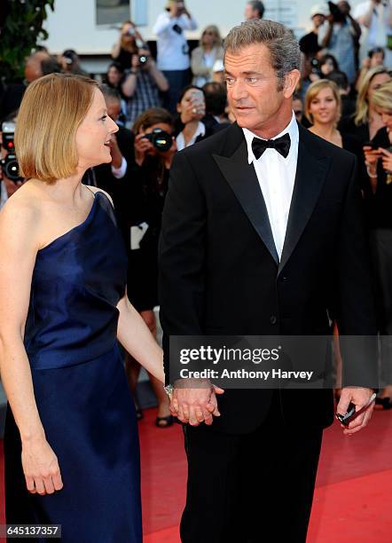Actress/Director Jodie Foster and Mel Gibson attend 'The Beaver' Premiere at the Palais des Festivals during the 64th Cannes Film Festival on May 17,...
