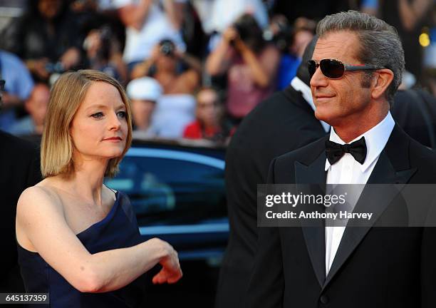 Actress/Director Jodie Foster and Mel Gibson attend 'The Beaver' Premiere at the Palais des Festivals during the 64th Cannes Film Festival on May 17,...