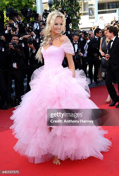 Model Adriana Karembeu attends 'The Beaver' Premiere at the Palais des Festivals during the 64th Cannes Film Festival on May 17, 2011 in Cannes,...