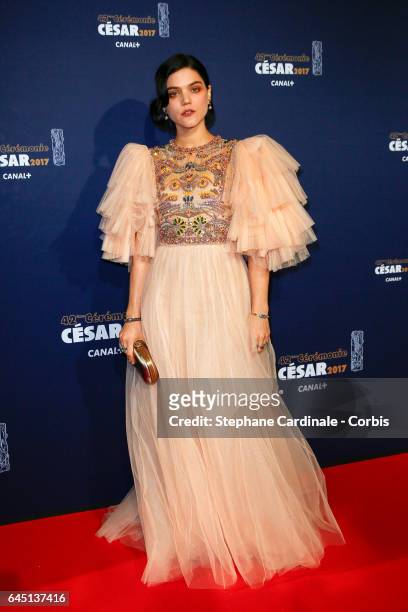 Soko arrives at the Cesar Film Awards 2017 ceremony at Salle Pleyel on February 24, 2017 in Paris, France.