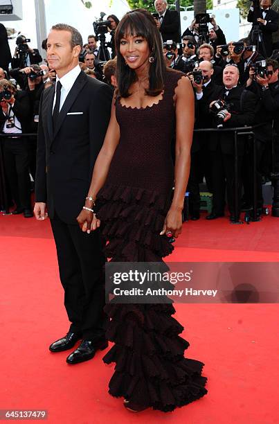 Model Naomi Campbell and Vladimir Doronin attend 'The Beaver' Premiere at the Palais des Festivals during the 64th Cannes Film Festival on May 17,...