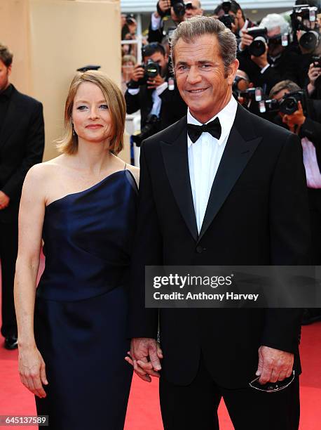 Actress/Director Jodie Foster and Mel Gibson attend 'The Beaver' Premiere at the Palais des Festivals during the 64th Cannes Film Festival on May 17,...