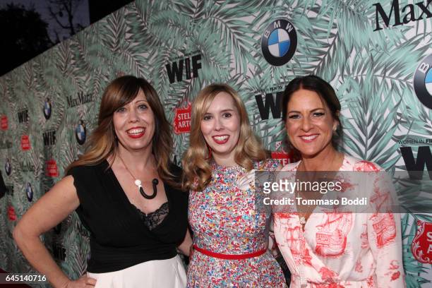 Executive Director of Women in Film Writer Kirsten Schaffer, wearing Max Mara, Allison Schroeder and President of Women In Film Cathy Schulman,...