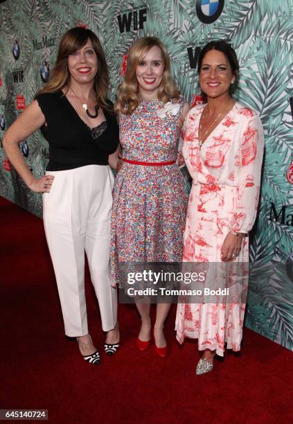 Executive Director of Women in Film Writer Kirsten Schaffer, wearing Max Mara, Allison Schroeder and President of Women In Film Cathy Schulman,...