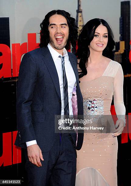 Actor Russell Brand and Katy Perry during the 'Arthur' Premiere April 19, 2011 at the Cineworld Cinema at the O2 in London.